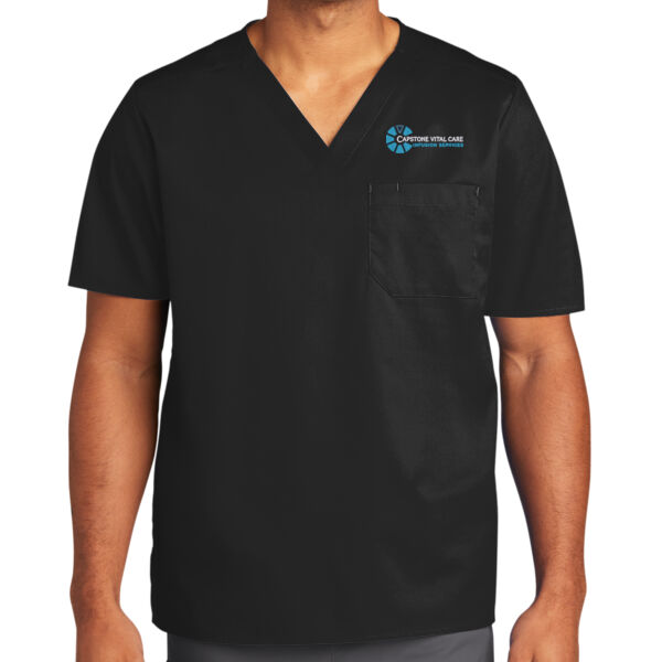 Capstone Vital Care Embroidered - Unisex WorkFlex Chest Pocket V Neck Top Thumbnail